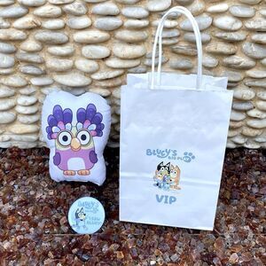 New! VIP Package from Bluey's Big Play Chattermax Plush Toy, Pin & VIP Bag.
